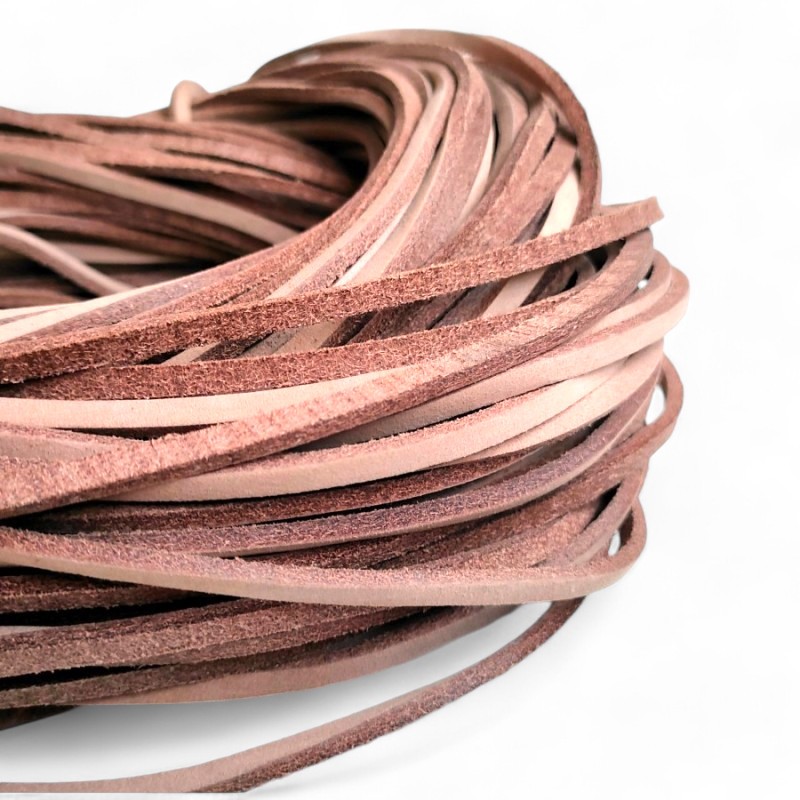 4x3mm Natural Genuine Leather Cord Flat