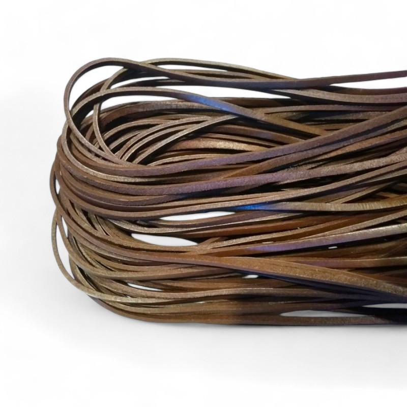 WHOLESALE 4x3mm 25mtrs Dark Brown Genuine Leather Cord Flat