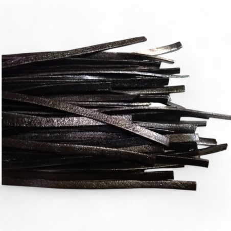 Genuine Leather Cord Flat 6x2mm Black Pre-Cut