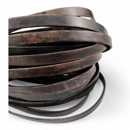 Genuine Leather Cord Flat 8x2mm Vintage Brown