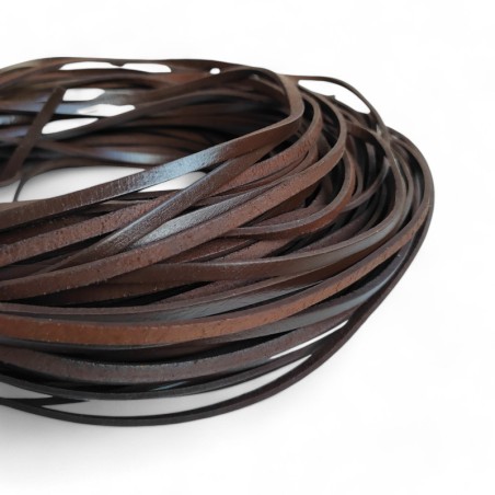 Genuine Leather Cord Flat 4x2mm Dark Brown