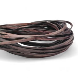 FLAT LEATHER CORD 5x2MM DARK BROWN VINTAGE