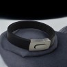 Leather bracelet with stainless steel clasp.