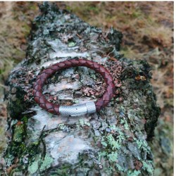 Men's leather bracelet with stainless steel clasp.