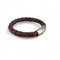 Men's leather bracelet with stainless steel clasp.