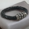 Men's leather bracelet with stainless steel clasp.