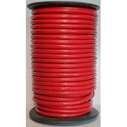 5mm 25mtrs Red Genuine Leather Cord Round