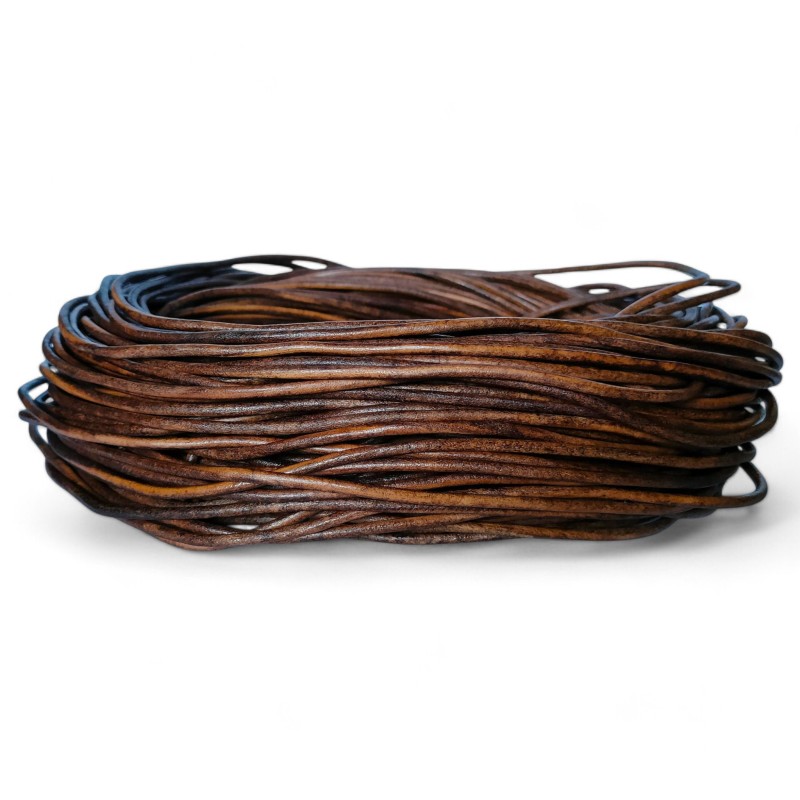 WHOLESALE 3mm 25mtrs Antique Vintage Light Genuine Leather Cord Round