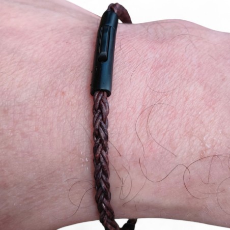 Men's leather bracelet with stainless steel clasp - SET