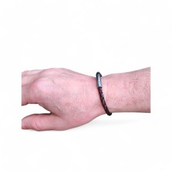 Men's leather bracelet with stainless steel clasp.