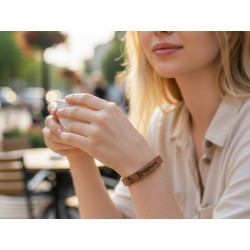 30 pcs Leather Bracelets With Laser Engraving Black colour clasp. B07