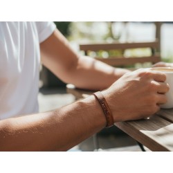 30 pcs Brown Vintage Colour Leather Bracelets With Laser Engraving and Silver colour clasp B01