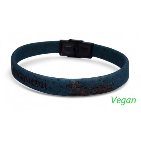 30 pcs Cork Bracelets With Laser Engraving Black colour clasp. B12