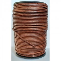 3mm 50mtrs Antique Vintage Light Genuine Leather Cord Round